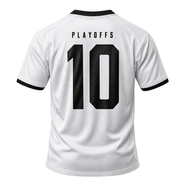 White Playoffs football shirt, number ten